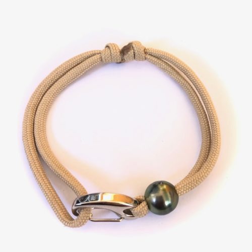 bracelet inox et perle de tahiti
