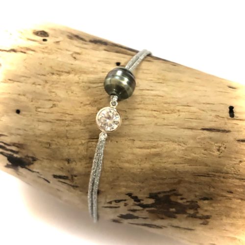 Bracelet perle de Tahiti et Crystal