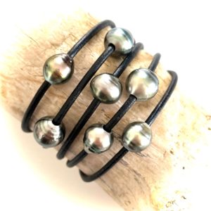 bracelet multi tours en perles de tahiti