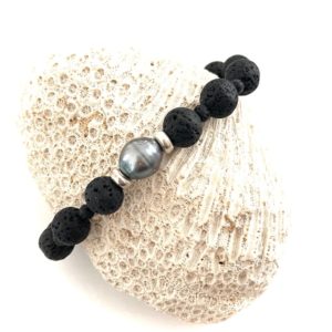 bracelet perles lave et tahiti