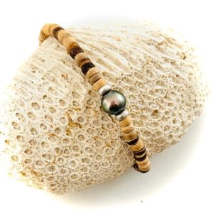 bracelet perle tahiti et bois de coco