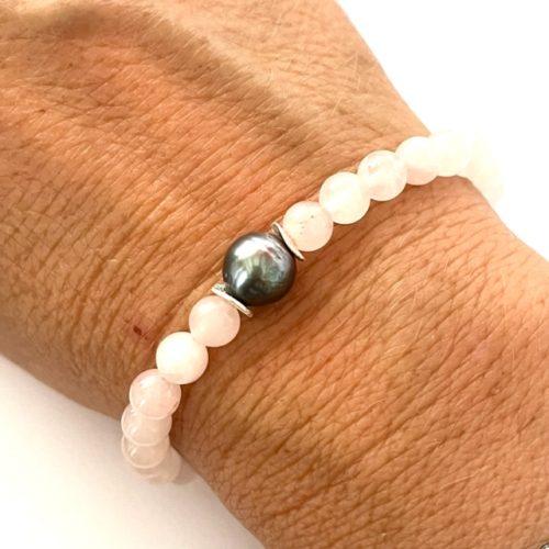 bracelet Quartz rose et perle Tahiti