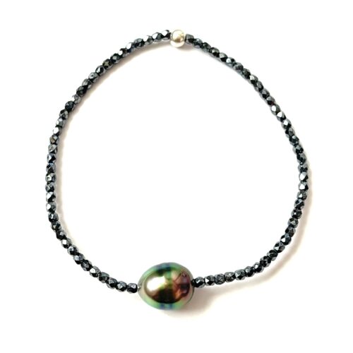 bracelet perles hématite et Tahiti