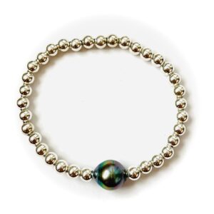 bracelet perles argent et tahiti