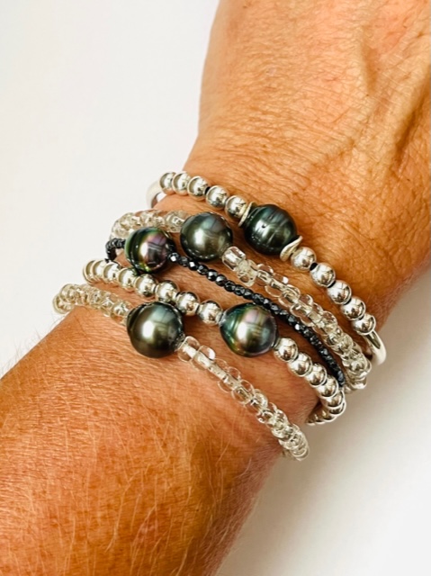 bracelet perles verre et tahiti