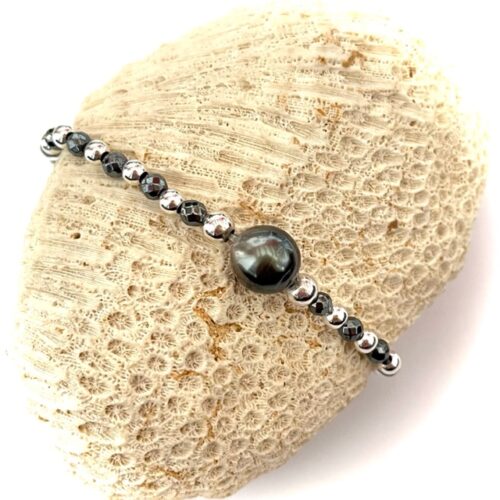 bracelet de perles Tahiti et hématite
