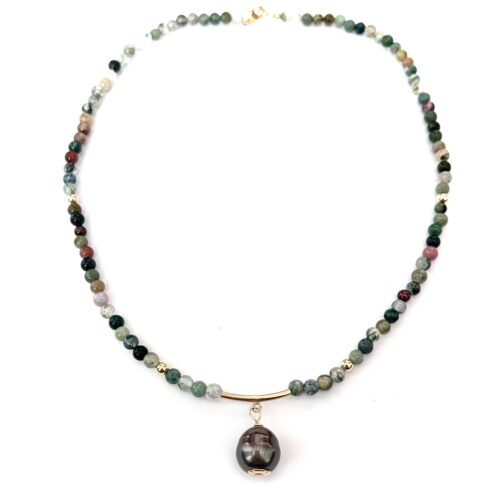 collier perle Tahiti et pierres fines